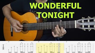 Wonderful Tonight  Eric Clapton  Fingerstyle Guitar Tutorial TAB  Chords  Lyrics [upl. by Elicec]