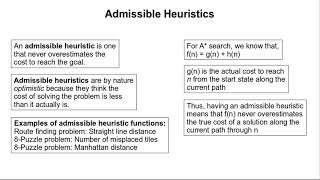 Admissible and Consistent Heuristics [upl. by Rivy]