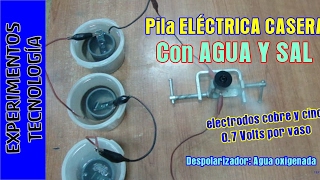 Cómo hacer una pila eléctrica con agua y sal How to make a salt water battery [upl. by Armat]