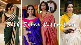 Silk Saree Collection Saree Designs from Mom  How to care for OLD SAREES 😌 [upl. by Kresic]