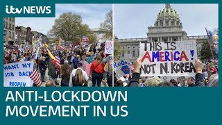 The antilockdown movement a very American protest amid coronavirus pandemic  ITV News [upl. by Boylston456]