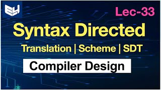 Syntax Directed Translation SDT  Scheme  CD  Compiler Design  Lec33  Bhanu Priya [upl. by Ecreip645]