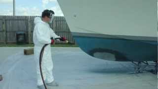 Fiberglass Boat Stripping with the Dustless Blaster [upl. by Pollak]