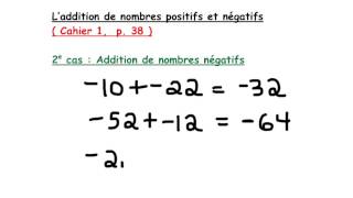 Laddition de nombres positifs et négatifs [upl. by Boarer]