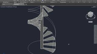 AutoCAD 3D Spiral stair With Railing [upl. by Akvir]