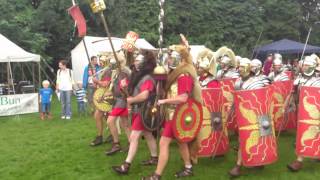 Roman Reenactment at the Amphitheatre in Caerleon Marching In [upl. by Yenots]