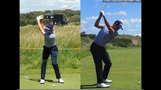 Justin Thomas golf swing  Long Iron faceon amp downtheline July 2017 [upl. by Oca]