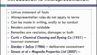 Misrepresentation Lecture 1 of 4 [upl. by Yrrak859]