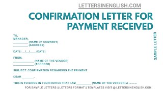 Payment Confirmation Letter – Sample Letter of Confirmation [upl. by Ettessil526]