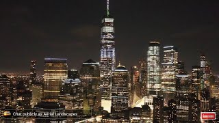 New York City Skyline at Night Live Screensaver HD  Aerial Landscapes Wallpaper HD Live [upl. by Porcia]