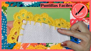 💯PUNTILLA A CROCHET FÁCIL DE UNA SOLA VUELTA 💯 PUNTILLA PARA SERVILLETA [upl. by Toshiko]